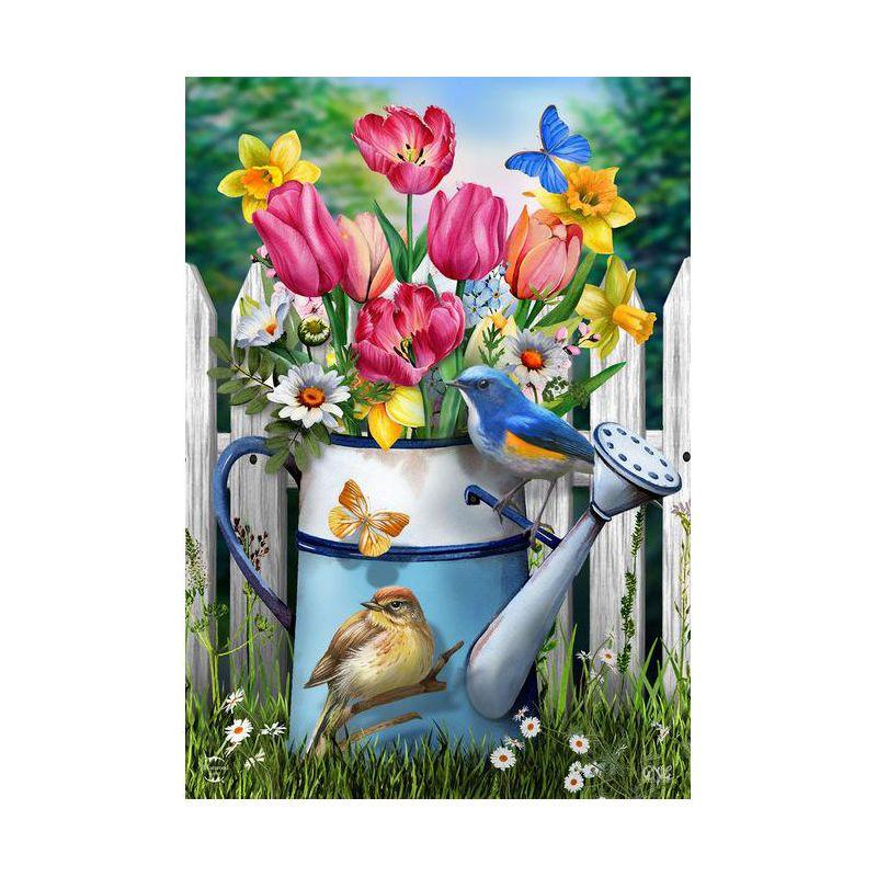 Floral Watering Can Spring House Flag 40" x 28" Briarwood Lane