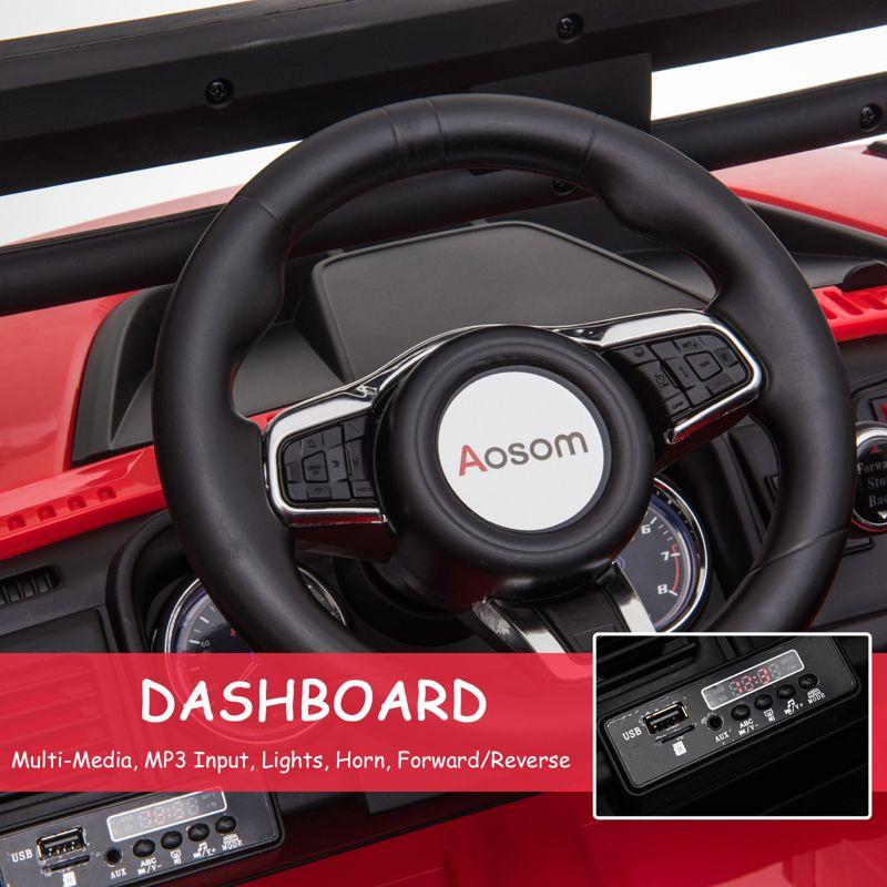 Aosom 12V Ride-on Truck with Remote Control, 2-Seater Battery-Operated Electric Car for Kids with Music, Red