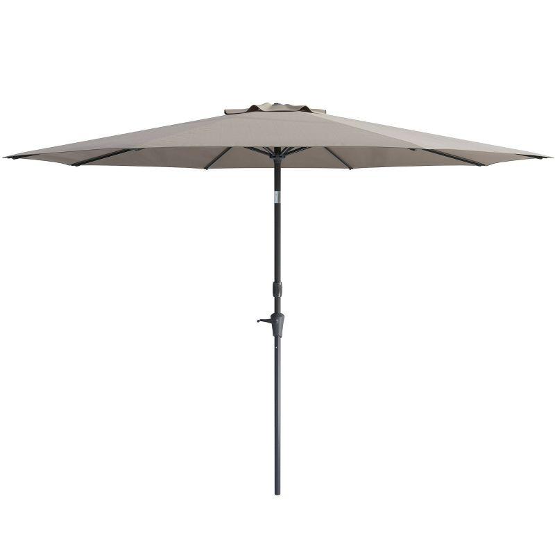 10ft Sand Gray Tilting Market Patio Umbrella with Steel Frame