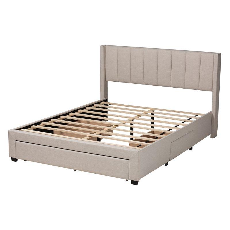 Baxton Studio Coronado Mid-Century Modern Transitional Fabric 3-Drawer Storage Platform Bed