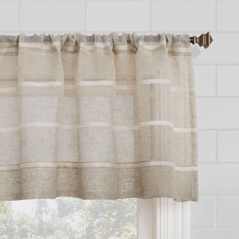 Linen Blend Sheer Twill Stripe Rod Pocket Valance