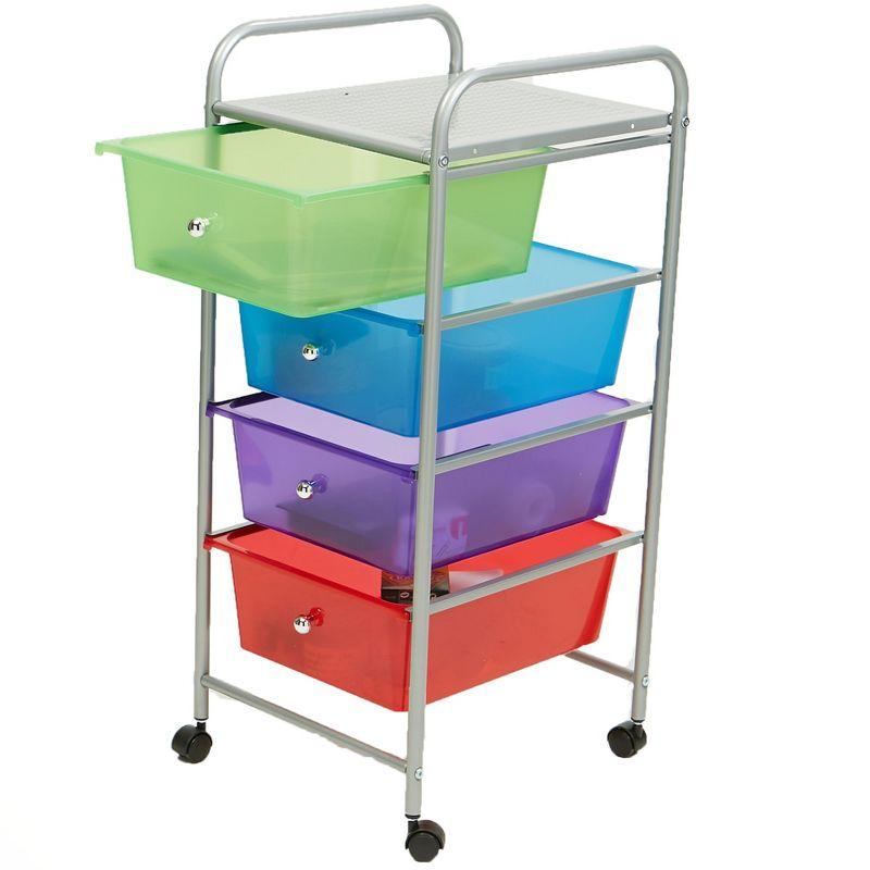 Mind Reader 4-Tier, 4-Drawer Mobile Utility Cart, Removable Drawers, 12.75" L x 15.25" W x 30" H