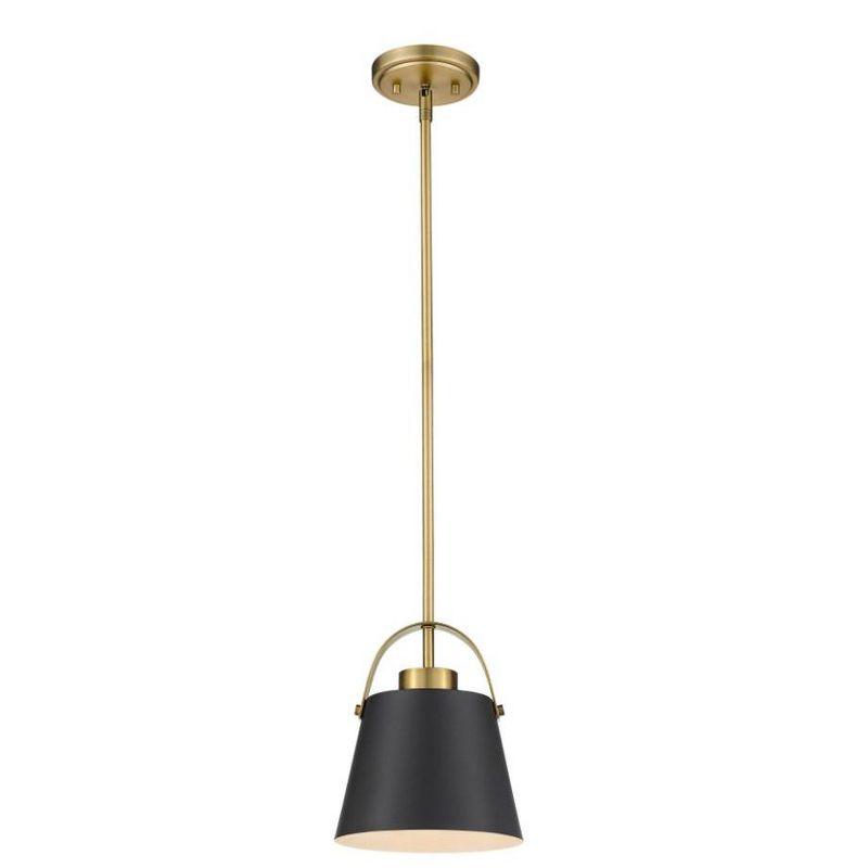 Contemporary Matte Black & Heritage Brass Mini Pendant Light