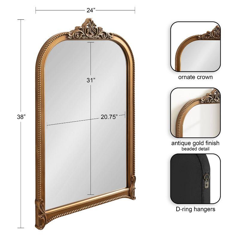 Hubanks 24"x38" Gold Arched Wall Mirror with Ornate Frame