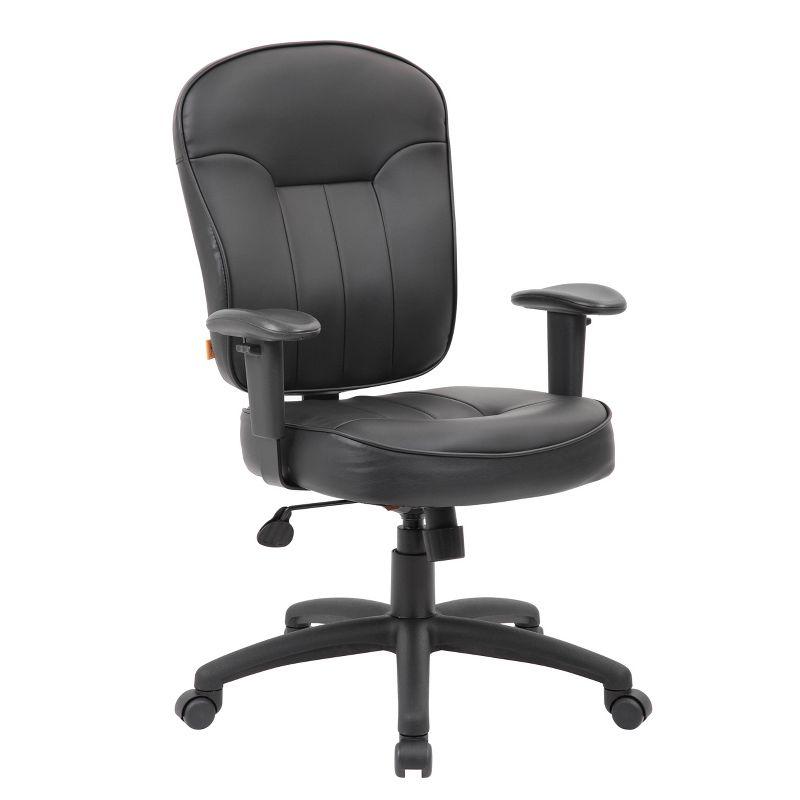 Leather Task Chair with Adjustable Arms Black - Boss Office Products