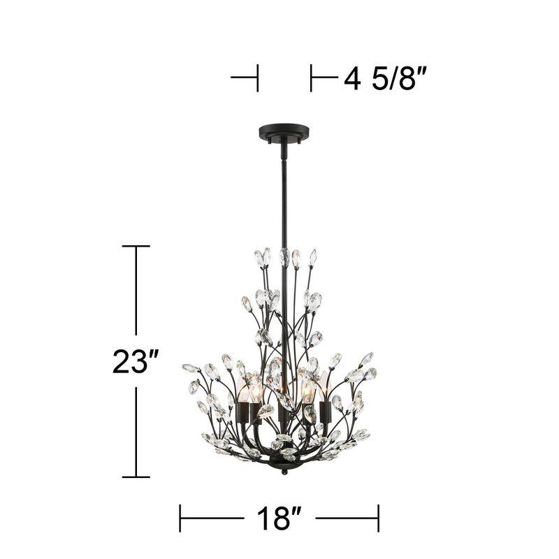 Aurine Floral Silhouette Matte Black Crystal Pendant Chandelier