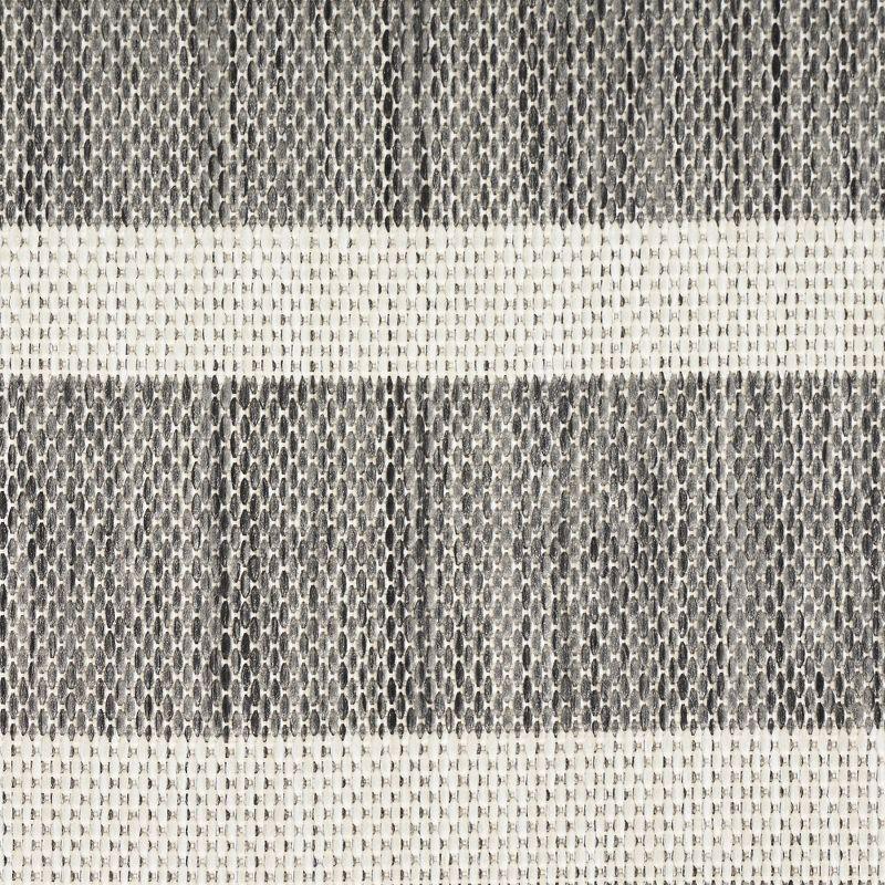 Nourison Positano Modern Stripes Flatweave Indoor Outdoor Low Pile Area Rug Charcoal Ivory 8' x 10'