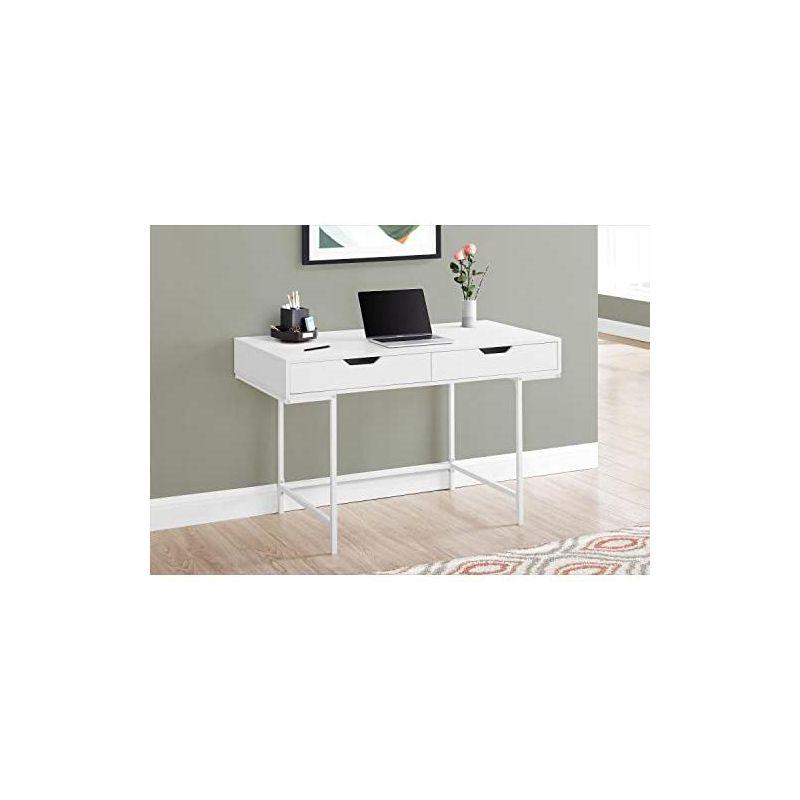 Monarch Specialties Computer Desk Home Office Laptop Storage Drawers 48InchL Work Metal Laminate White Contemporary Modern