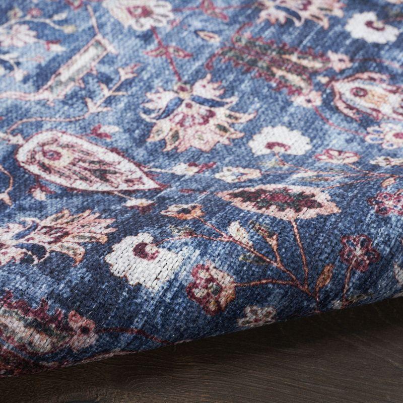 Nourison Washable Brilliance 2' x 6' Blue/Brick Vintage Indoor Bathroom, Kitchen Runner Rug