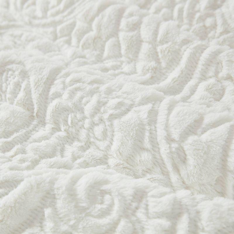 Ivory Full Faux Fur Reversible Comforter Set