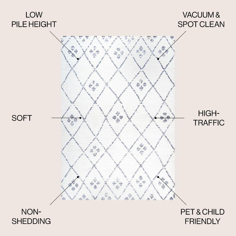 3' X 5' Izil Moroccan Geometric Diamond Area Rug, Ivory/Light Gray - JONATHAN Y