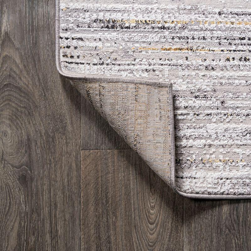 Reversible Gray Stripe Synthetic 8' x 10' Easy-Care Area Rug