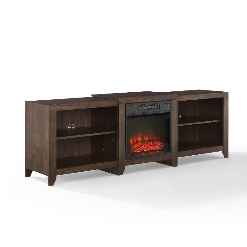 Dark Walnut Low-Profile Media Console with Electric Fireplace