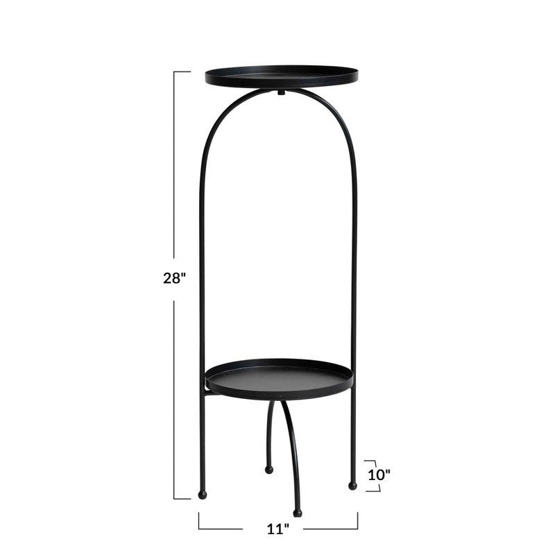 Storied Home Metal Two-Tier Accent Table and Plant Stand Black: Iron Frame, Round Tiered Display, No Assembly Tools Needed