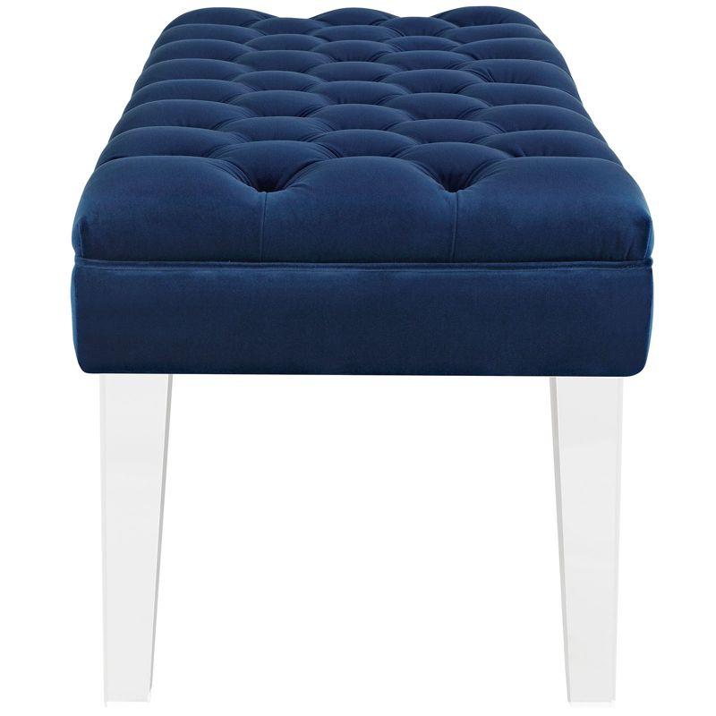 Modway Valet Tufted Button Performance Velvet Upholstered Bedroom Or Entryway Bench with Acrylic Legs in Navy