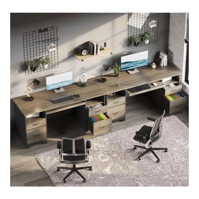 Bestier 59” Computer Desk with 4 Drawers, Office Executive Desk with File Drawer, Keyboard Tray for Home Office, Gray