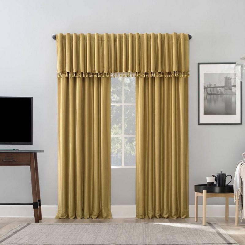 Gold Faux Silk Blackout Back Tab Curtain Panel 50" x 84"