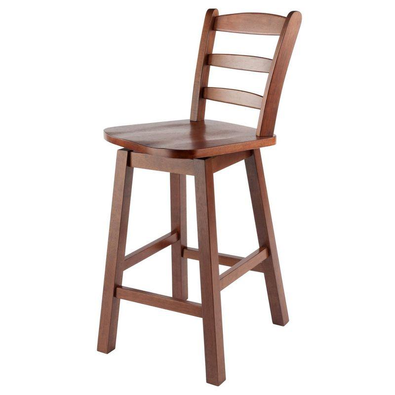 Scalera Ladder Back Swivel Seat Barstool Walnut - Winsome: Fixed Height, Wood Frame, 220lb Capacity