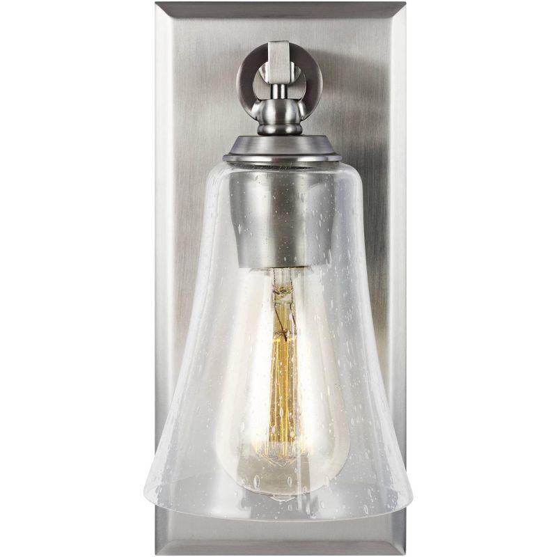 Satin Nickel Seeded Glass Dimmable Wall Sconce - 11"H