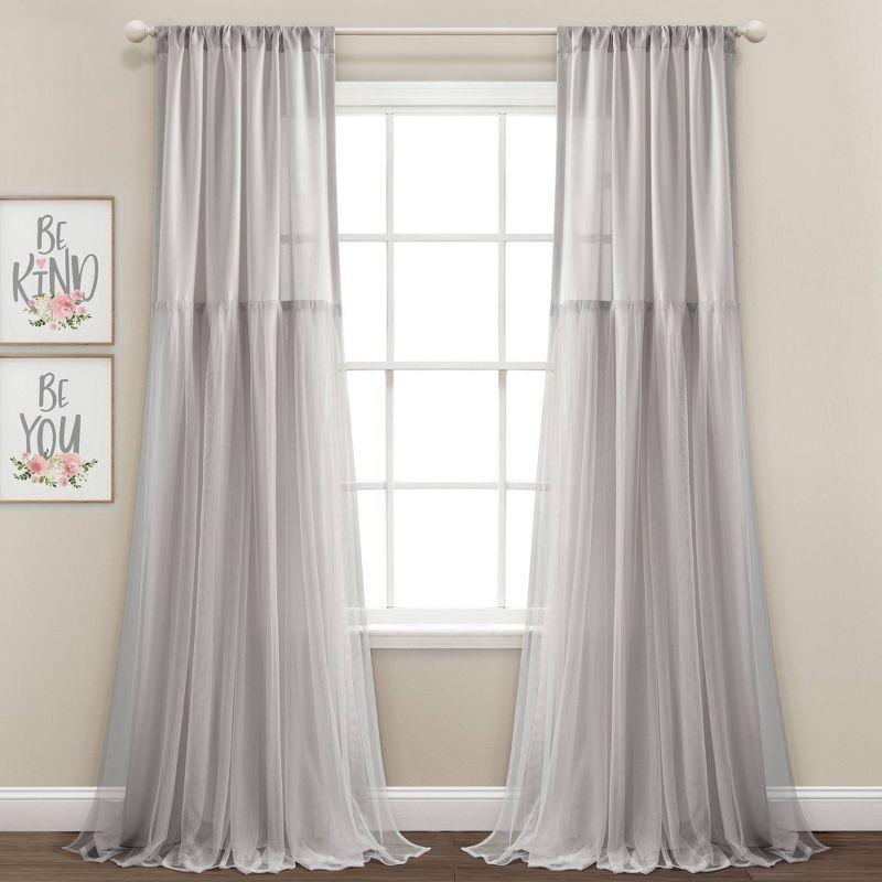 Polyester Semi Sheer Curtain Pair