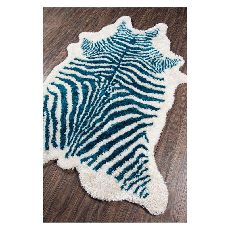 Khalhari Animal Print Handmade Tufted Turquoise/White Area Rug