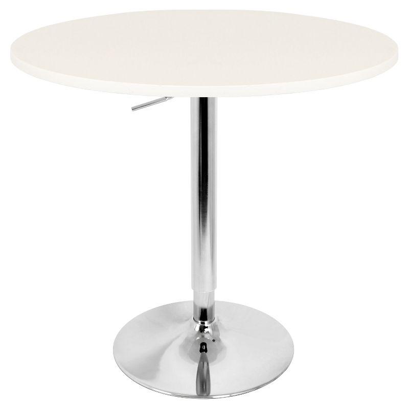 27.5" Elia Contemporary Adjustable Bar Height Pub Table White Wood Top with Chrome Frame - LumiSource