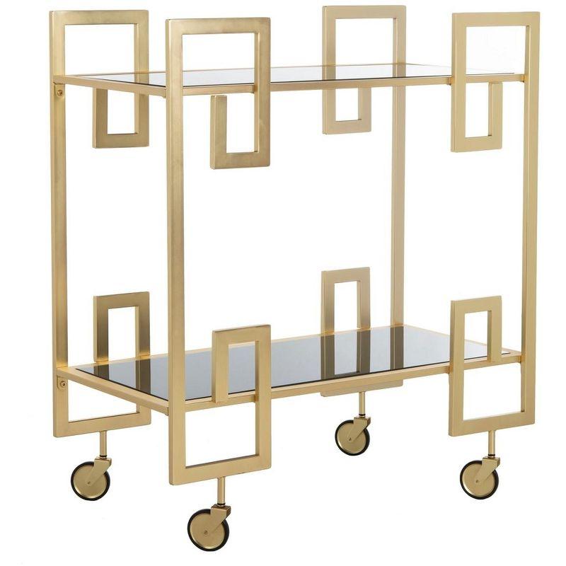 Eliza 2 Tier Bar Cart - Matte Brass/Glass - Safavieh