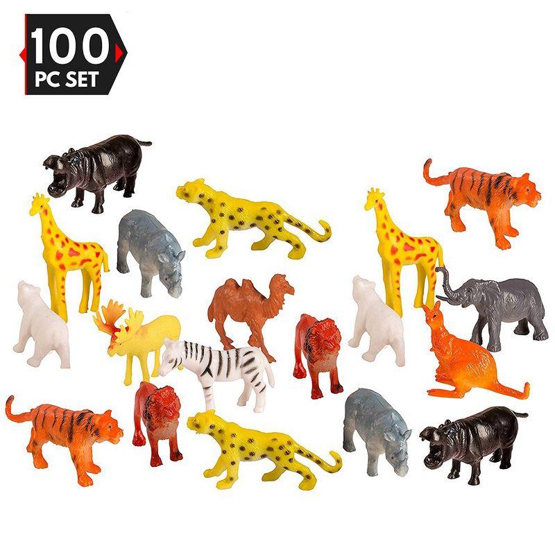 100 Piece Mini Wild Jungle Animal Educational Party Favor Set