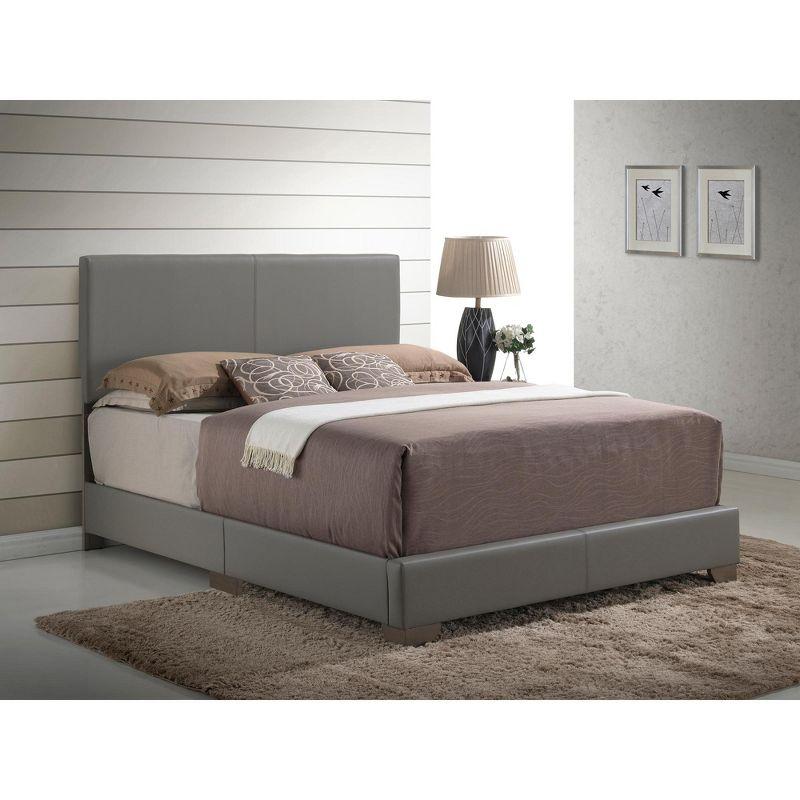 Elegant Light Grey Queen Upholstered Panel Bed with Wood Frame