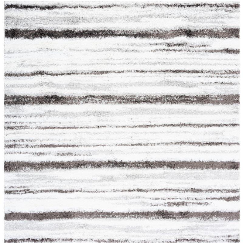 Soft Hues Berber-Inspired Square Shag Area Rug - 7' x 7', Light Grey/Dark Grey