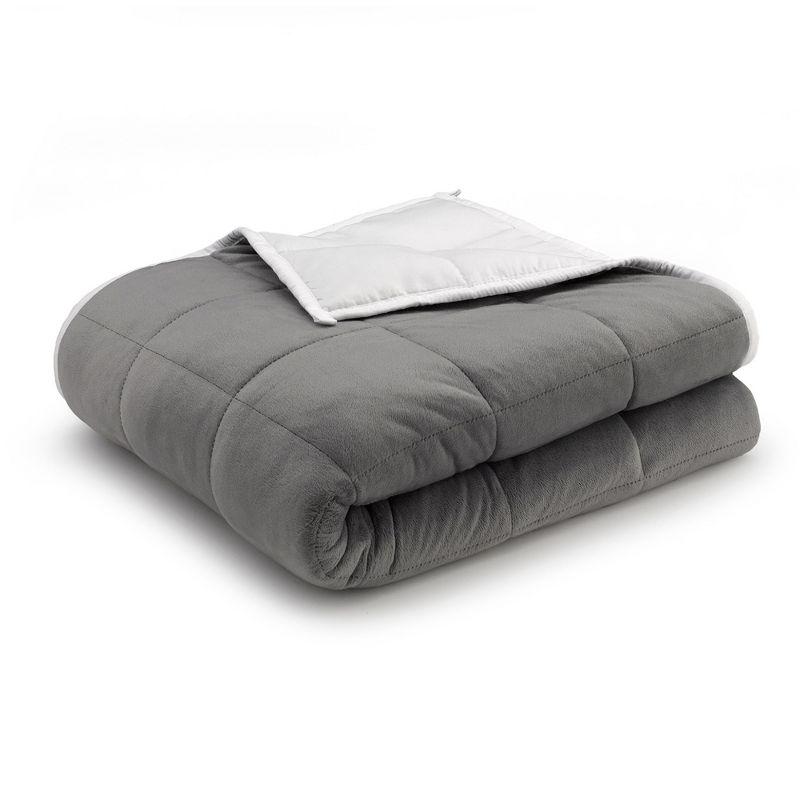 Reversible Luxe Fleece 12lb Weighted Blanket in Grey/White