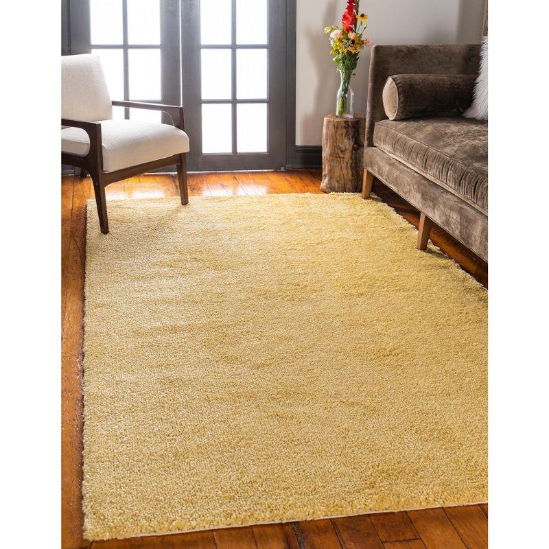 Yellow Rectangular Easy Care Shag Area Rug