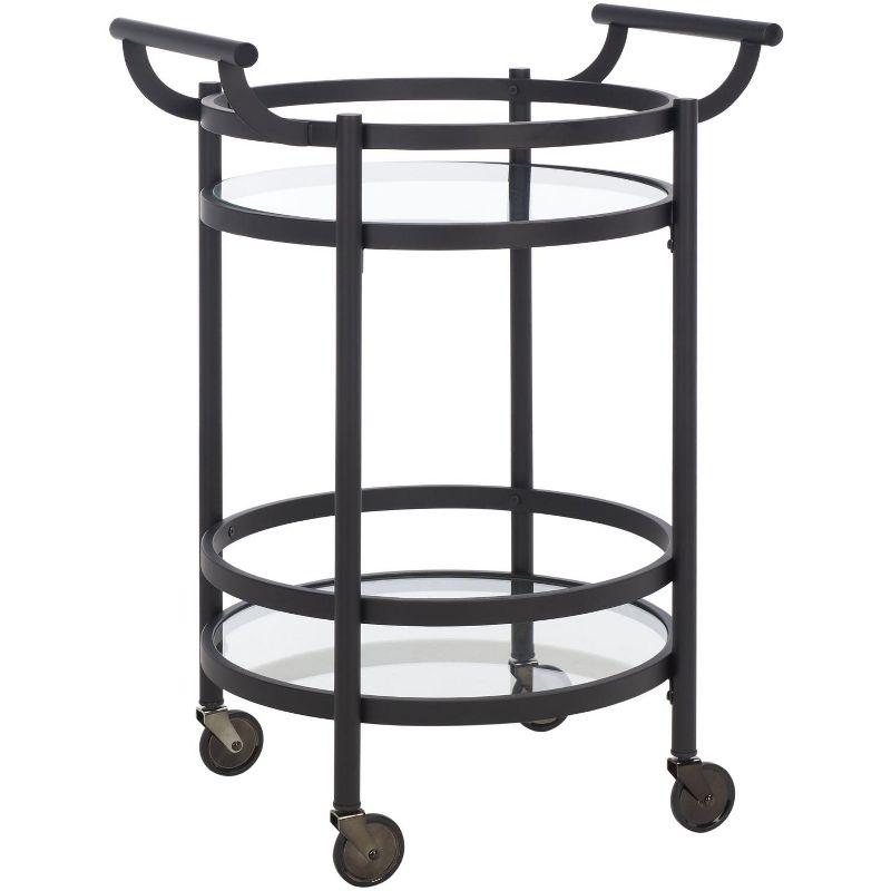 Sienna 2 Tier Round Bar Cart - Matte/Black - Safavieh