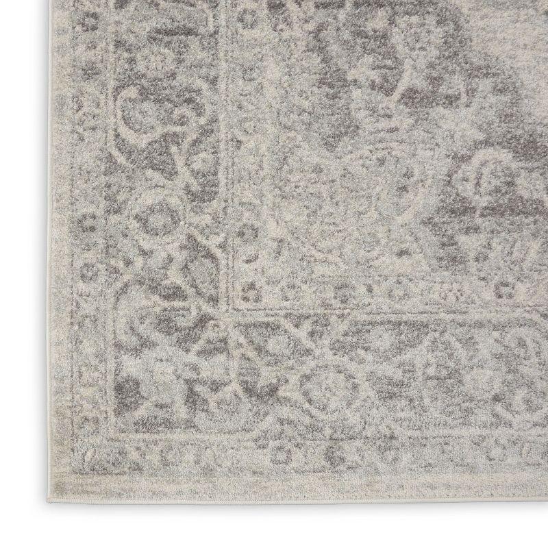 Ivory and Grey Synthetic Rectangular 6' x 9' Area Rug