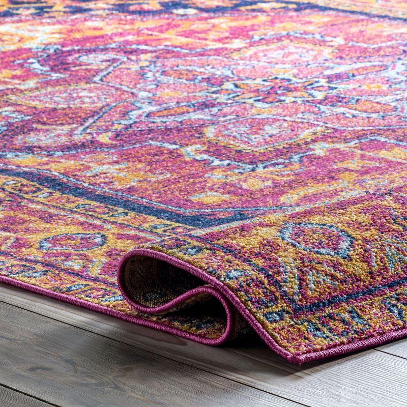 Nuloom Jaclyn Medallion 8x10 Area Rug for Living Room Bedroom Dining Room Kitchen, Hot Pink/Orange