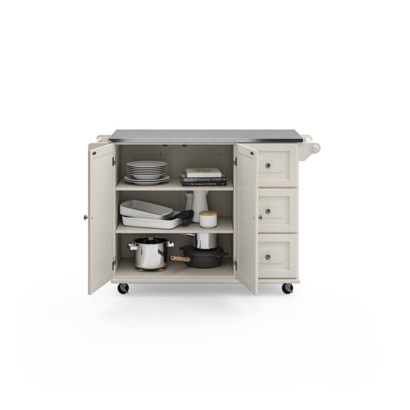 Stainless Steel Top Rectangular Kitchen Cart with Spice Rack and Storage