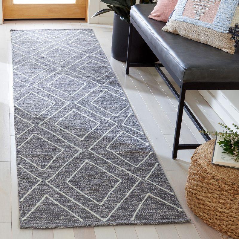 Handwoven Gray Stripe Kilim 27" Wool-Cotton Blend Rug