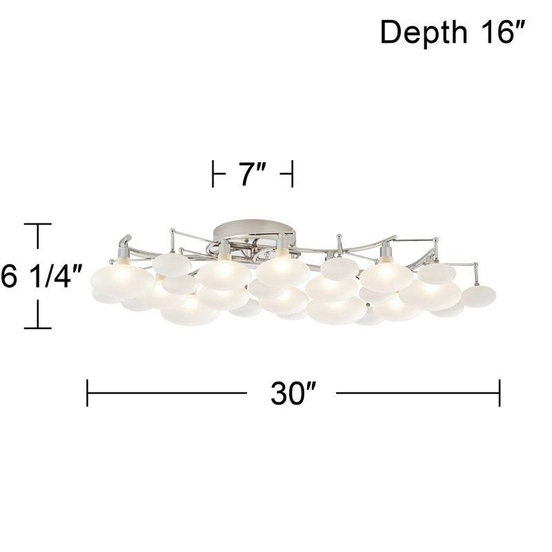 Possini Euro Design Lilypad Modern Ceiling Light Semi Flush Mount Fixture 30" Wide Chrome 12-Light Frosted Opal Glass for Bedroom Kitchen Living Room