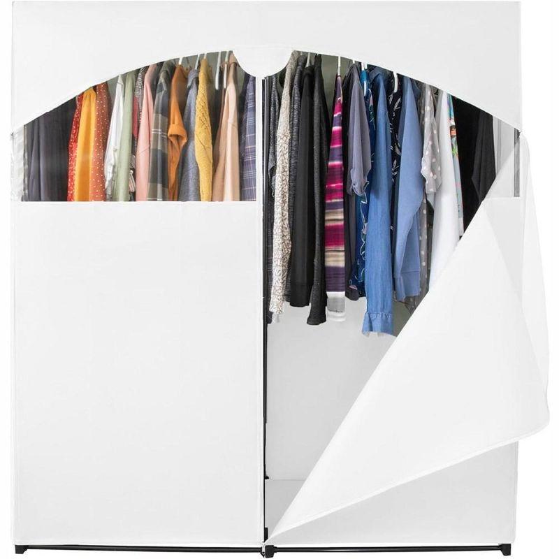 Hold N' Storage - Portable Wardrobe Closet with Metal Hanging Rod - White