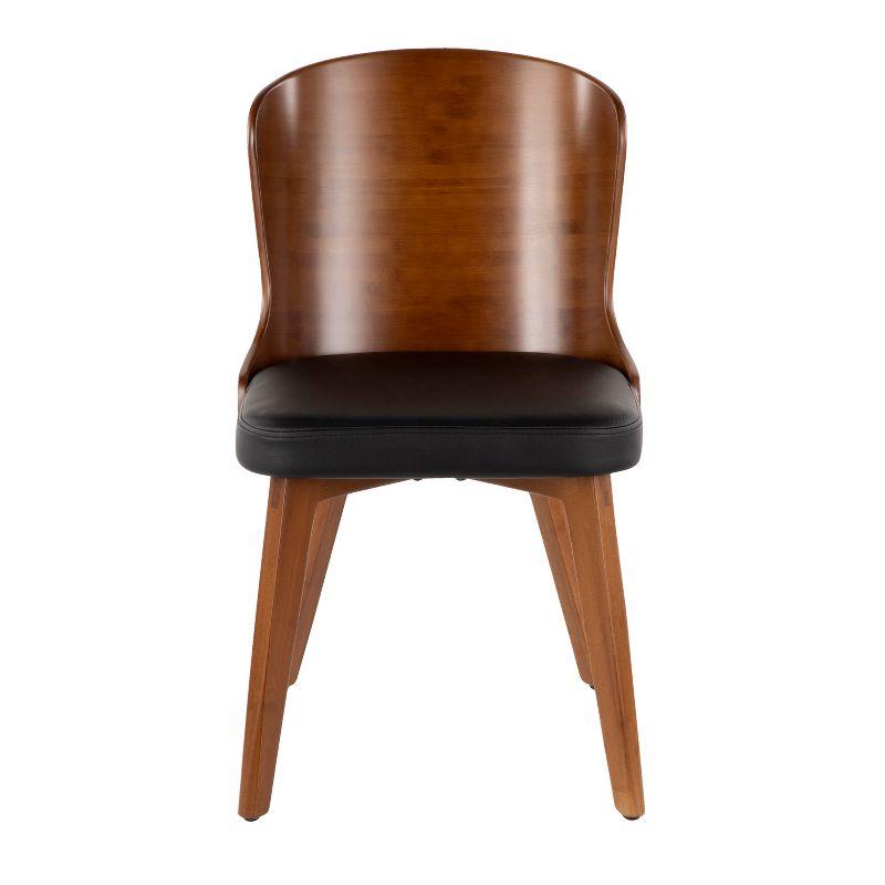 Bocello Mid-Century Modern Chair Black/Walnut - LumiSource: Faux Leather, Wood Frame, Armless