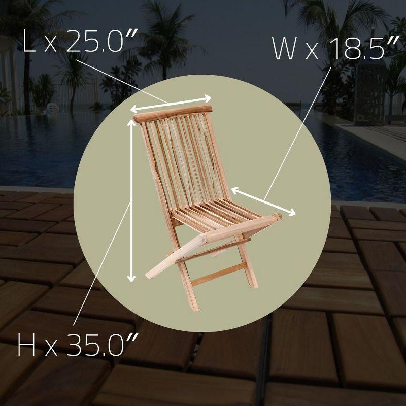 Nordic Teak Brown Armless Folding Patio Chair