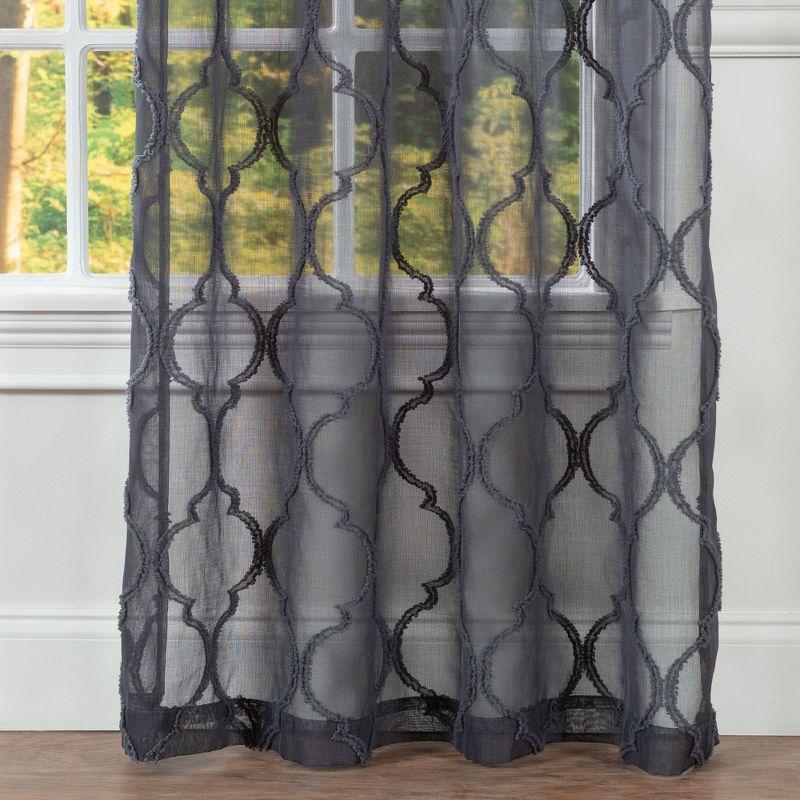 Chanasya 2pk Moroccan Embroidered Grommet Textured Sheer Window Curtain Panels - Set of 2