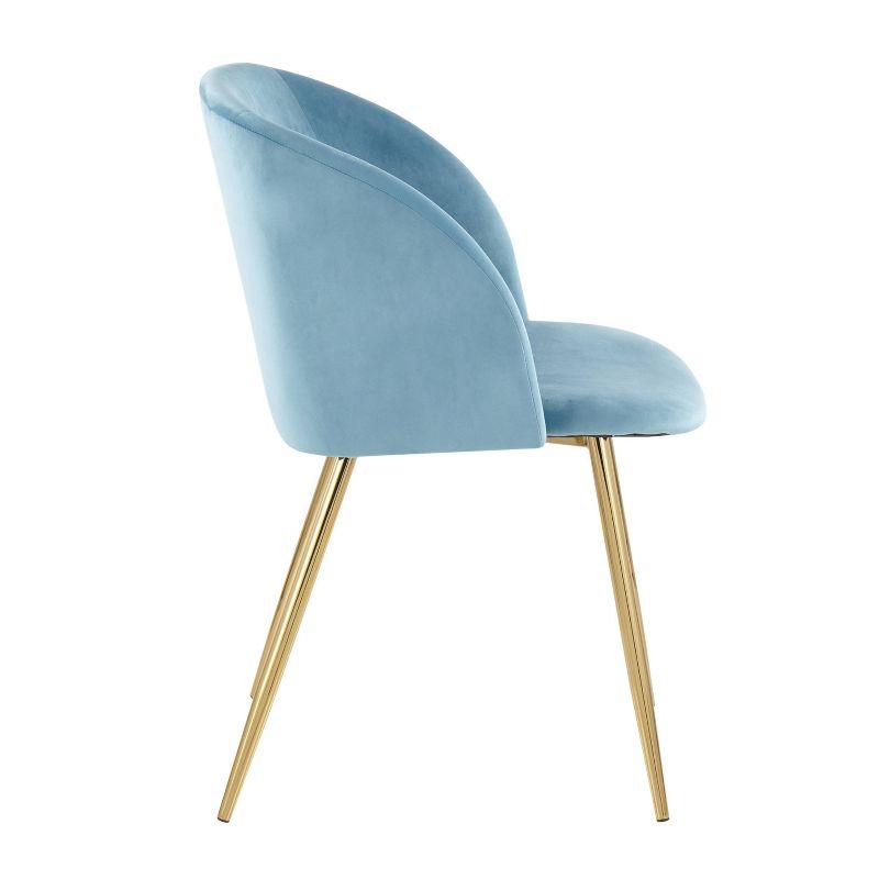 Set of 2 Fran Contemporary Dining Chairs Steel/Velvet Gold/Light Blue - LumiSource: Padded Bucket Seat, Metal Legs