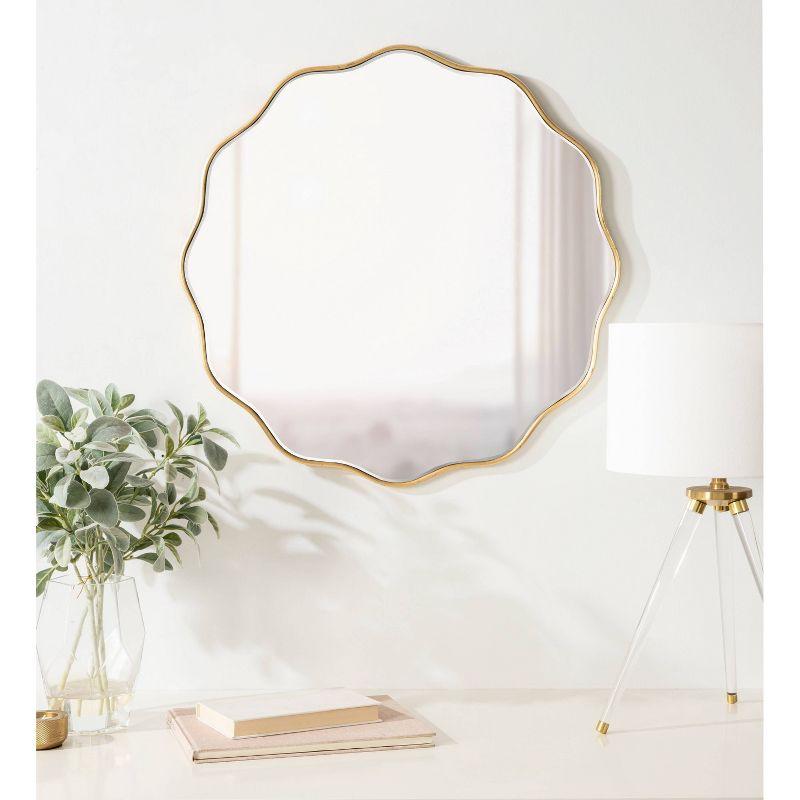 Kate & Laurel All Things Decor 26"x26" Viona Round Scalloped Mirror Gold: Modern Style, No Assembly, Wall Mounted