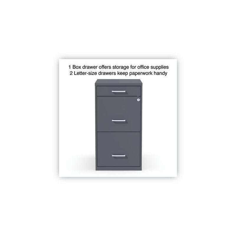 Alera Soho Vertical File Cabinet, 3 Drawers: Pencil/File/File, Letter, Charcoal, 14" x 18" x 26.9"