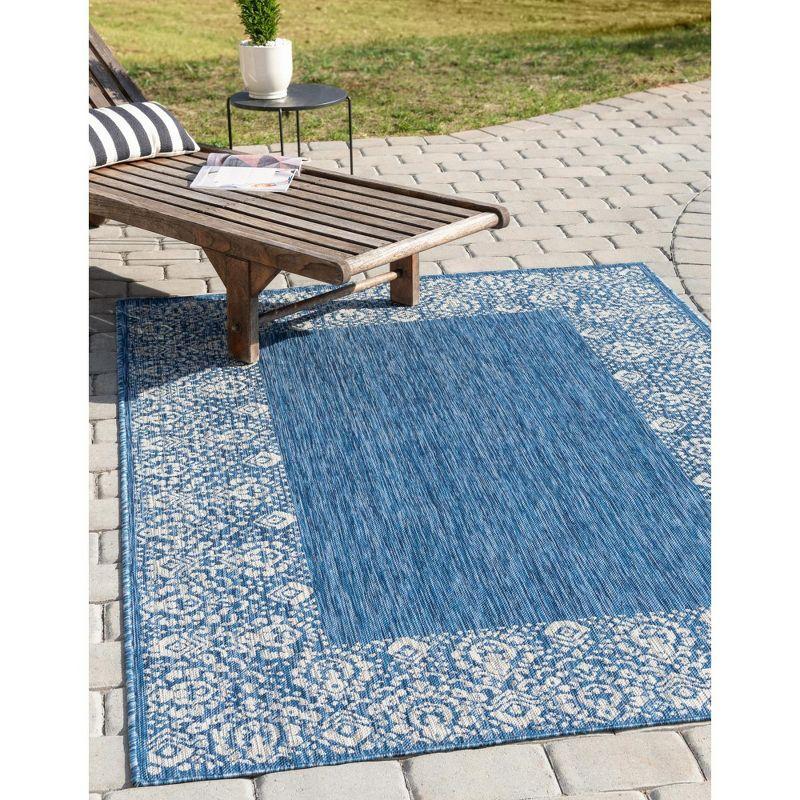 Unique Loom Outdoor Border Floral Border Floral Woven Area Rug