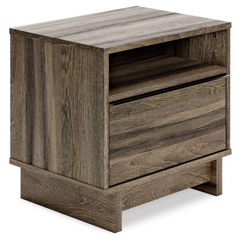 Weathered Brown 1-Drawer Nightstand with Open Shelf