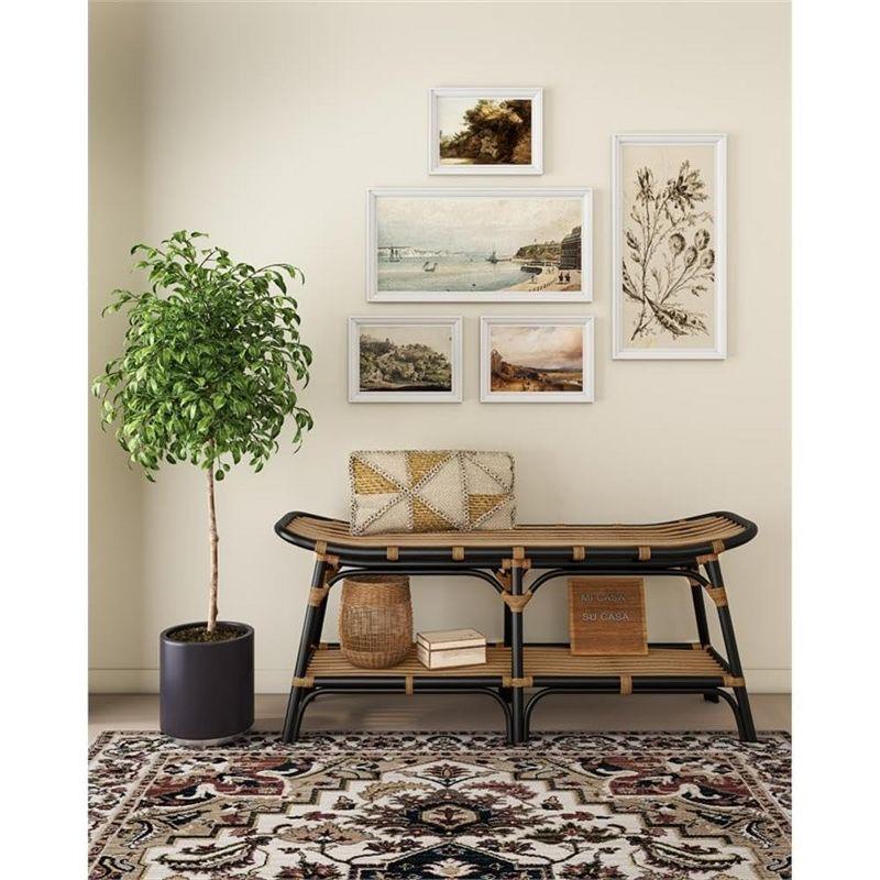 New Pacific Direct Damara Rattan Bench w/ Shelf