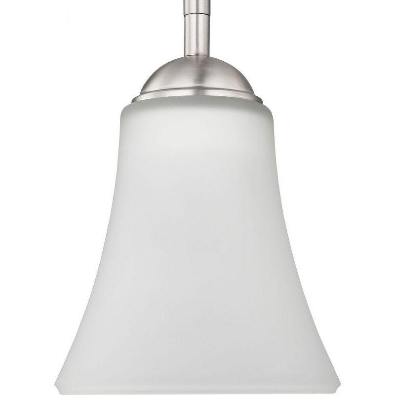 Progress Lighting, Angelic, 1-Light Mini-Pendant, Brushed Nickel, Etched Glass Shade