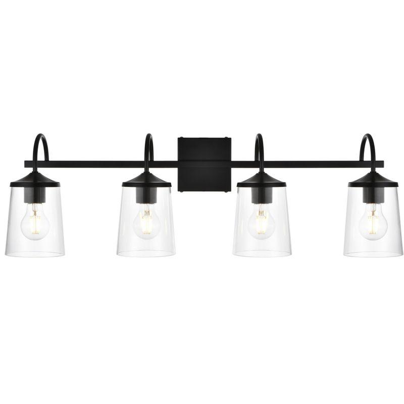 Avani 4-Light Black and Clear Glass Bath Sconce